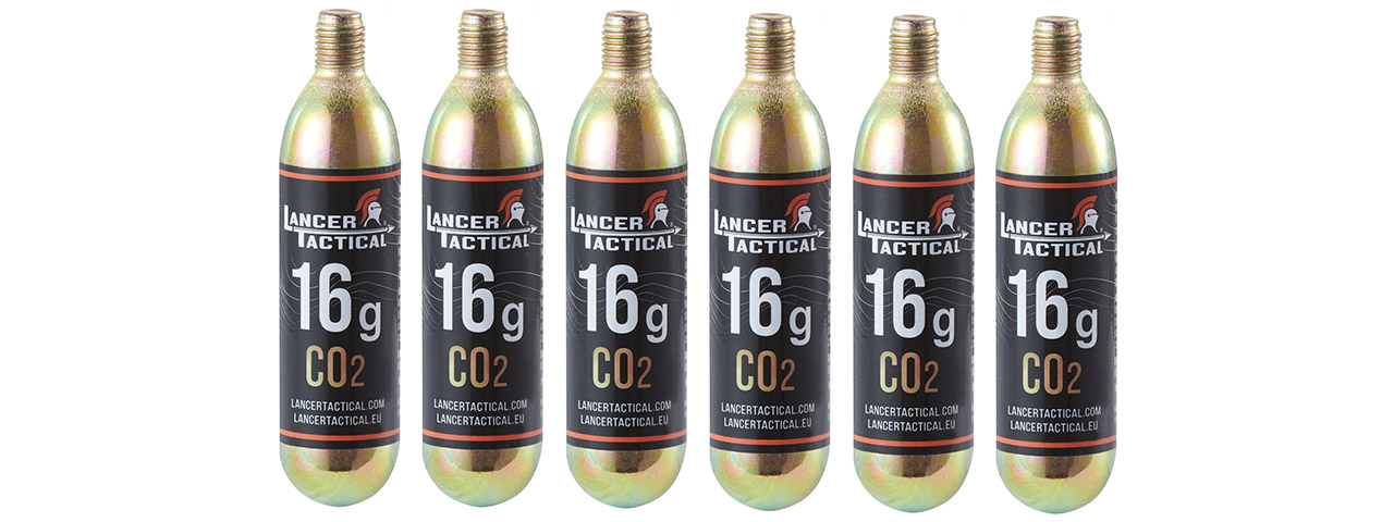 Lancer Tactical High Pressure 16 Gram CO2 Cartridges for Airsoft / Airguns (Pack of 6)