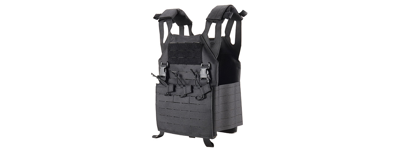 Lancer Tactical Laser Cut MOLLE Plate Carrier - (Black)