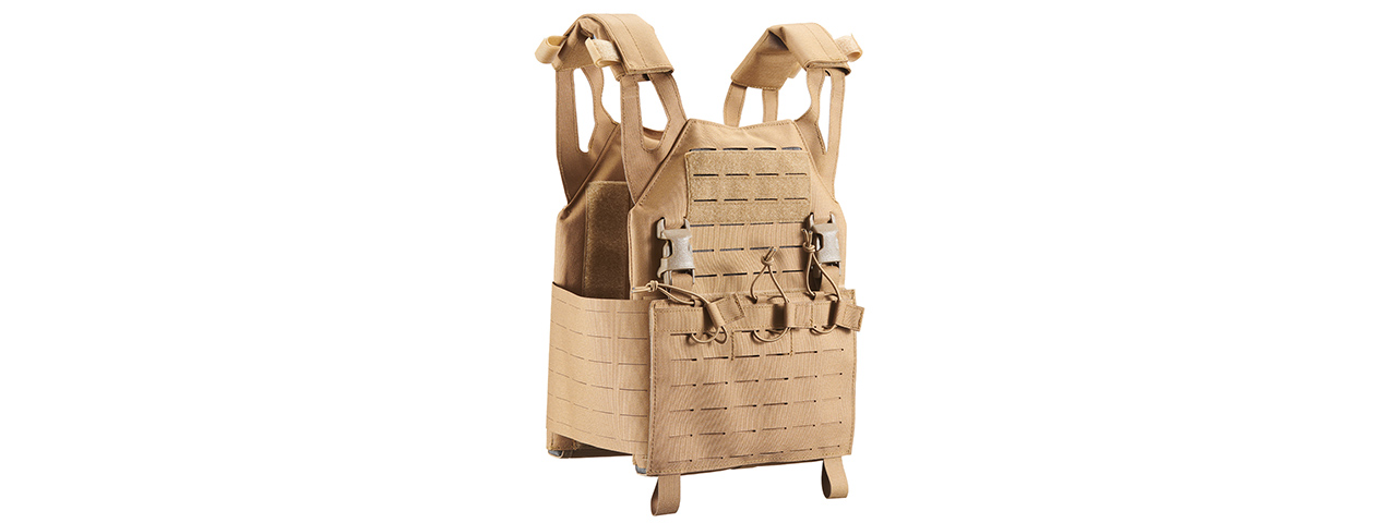 Lancer Tactical Laser Cut MOLLE Plate Carrier - (Tan)