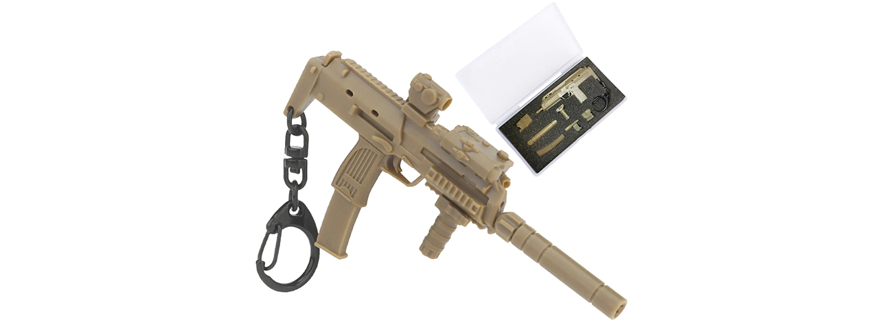 Lancer Tactical SMG Gun Model Key Chain (Tan)
