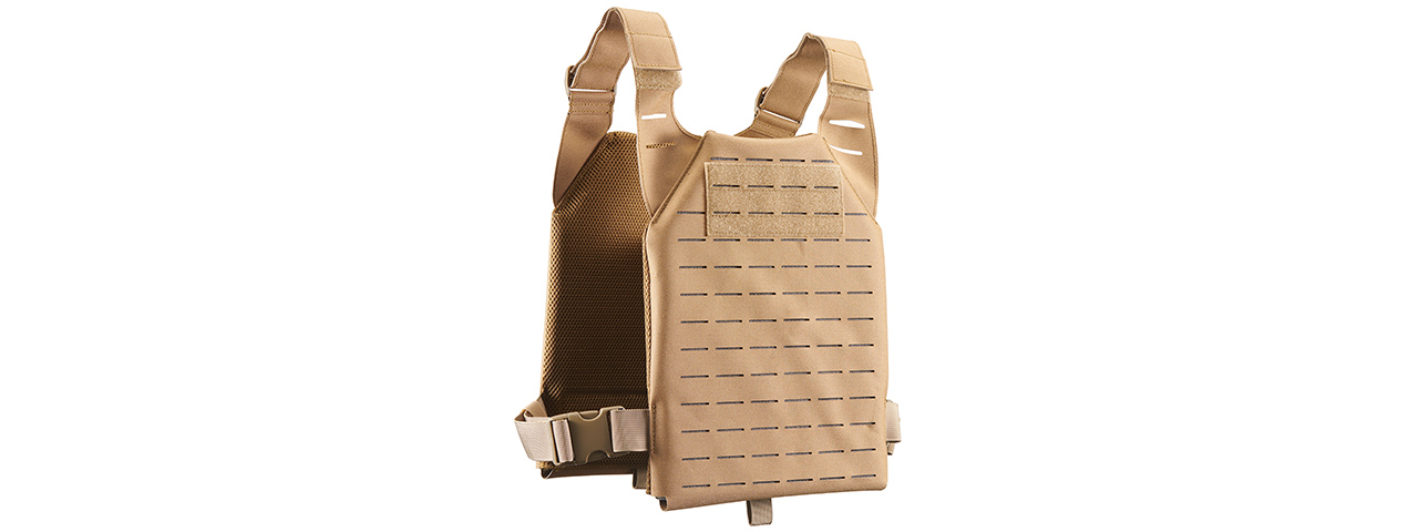 Lancer Tactical Low Profile Laser Cut MOLLE Plate Carrier - (Tan)