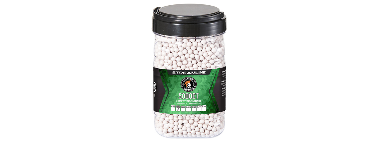 Lancer Tactical 5000 Round .25G Streamline Competition Grade Outdoor BBs - (White)