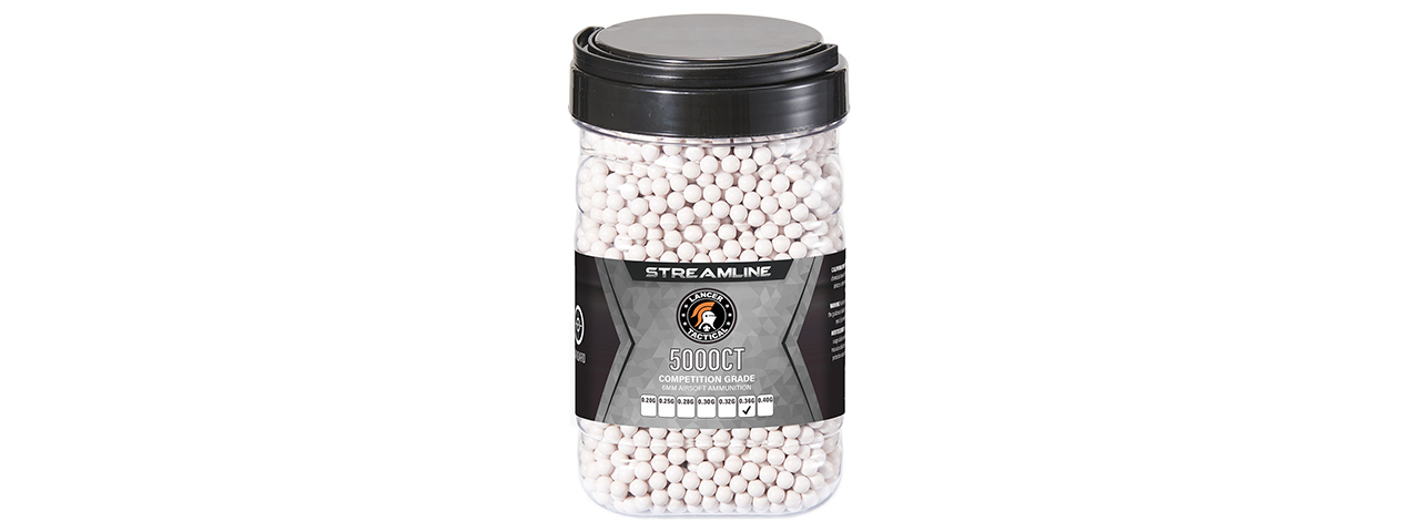 Lancer Tactical 5000 Round .36G Streamline Competition Grade BBs - (White)