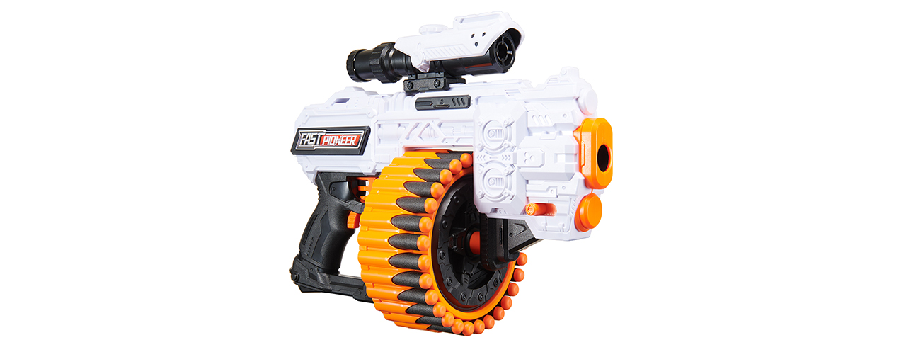 Cyber Walker Fast Machine Pistol Electric Dart Blaster (White/Orange)