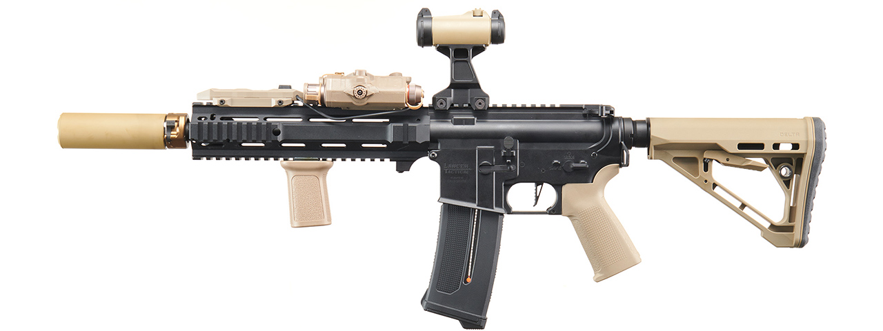 Custom Black Knight - Lancer Tactical Gen 4 L119A2 M4 Full Metal Airsoft Rifle - (Black/Tan)
