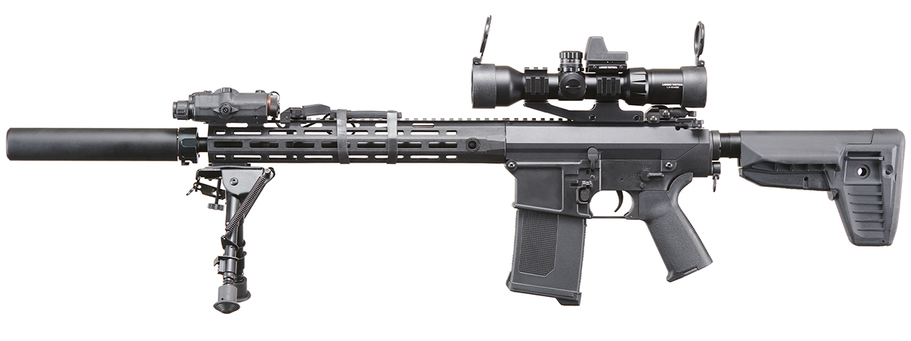 Custom Lancer Tactical Azrail - Battle X SR25 AEG Airsoft Rifle - (Black)