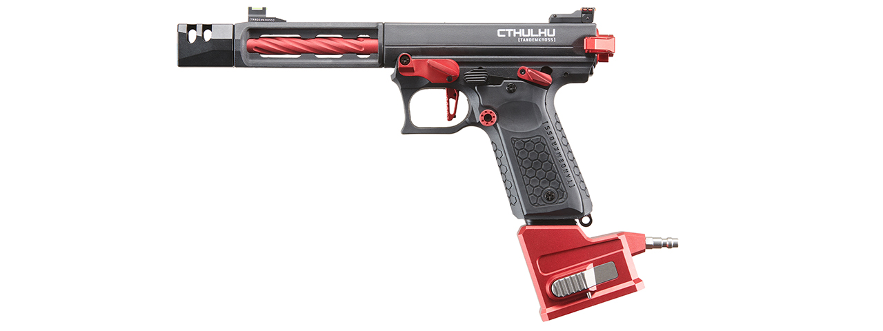 Custom Lancer Tactical RED RACER - Tandemkross CTHULHU Gas Blow Back Pistol - (Red/Black)