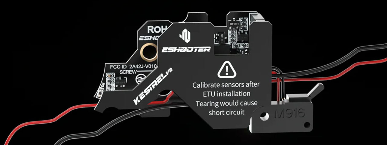 Eshooter Kestrel V2 Electronic Trigger Unit (ETU) for V2 Gearbox AEGs w/ App Control and Smart Features - Front Wired