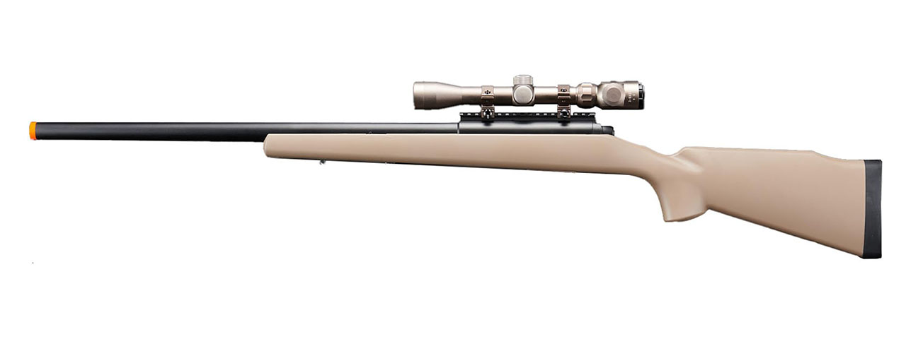 Golden Ball Bolt Action Spring Powered Sniper Rifle w/ Metal Scope - (Tan)