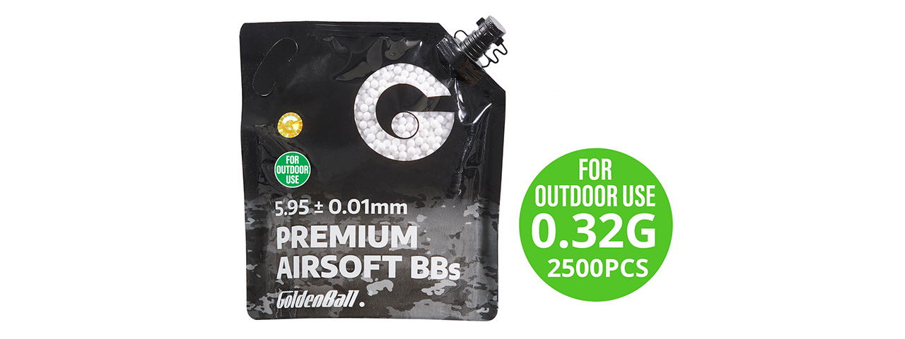 GoldenBall 2500 Round .32G Premium Grade Outdoor BBs - (White)