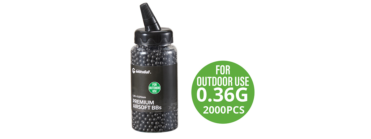 GoldenBall 2000 Round .36G Premium Grade Outdoor BBs - (Black)