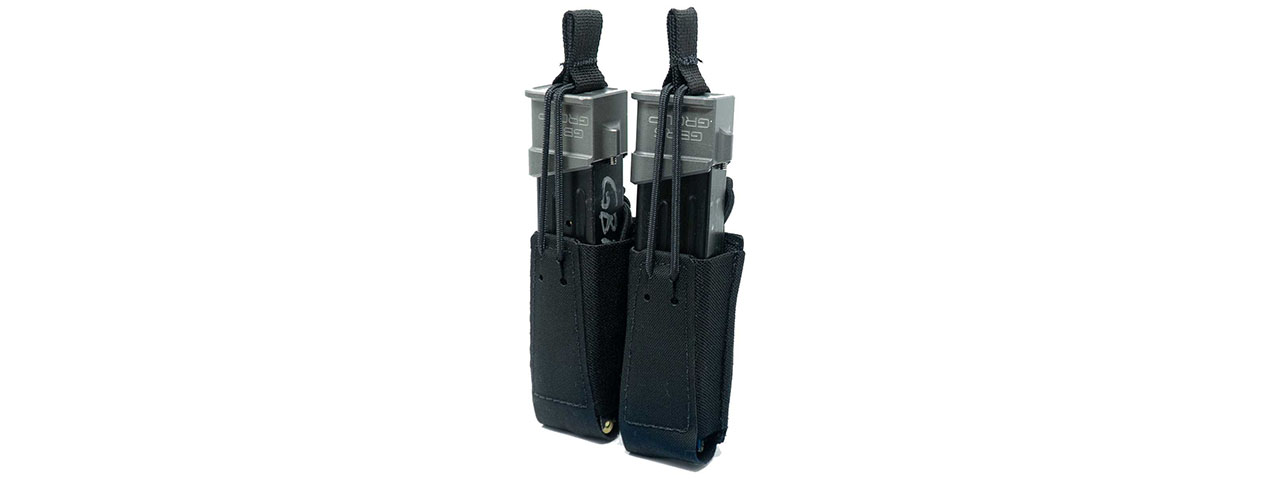 GBRS Group Double Pistol Magazine Pouch w/ Bungee Retention - (Black)