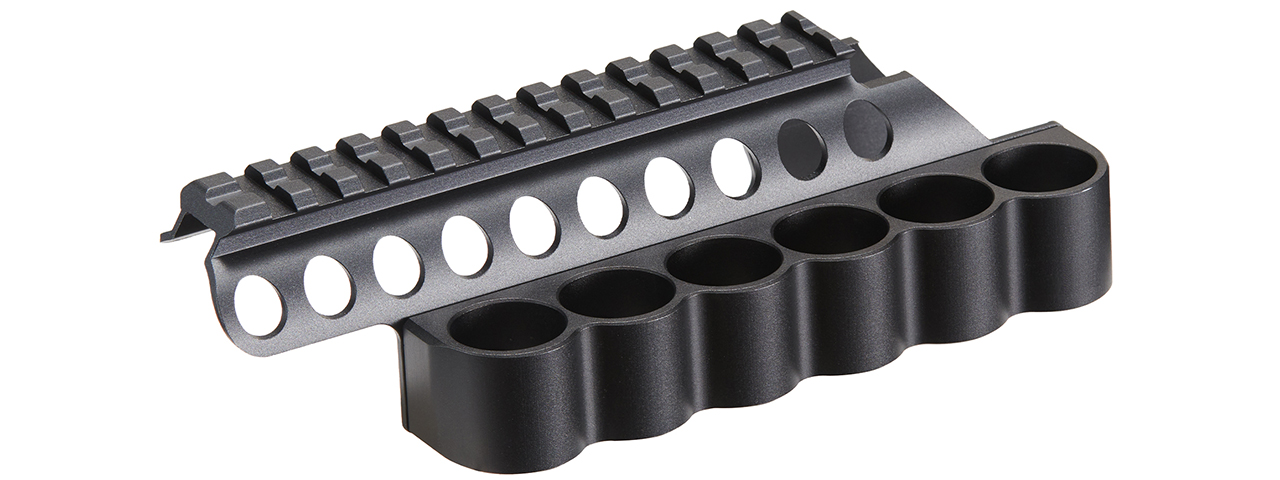 Golden Eagle CNC Aluminum Top Rail Mount w/ Shell Holder for 8870 Gas Shotgun - (Black)