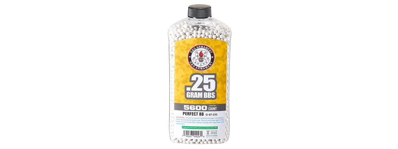 G&G 0.25g Precision 6mm Airsoft BBs [5600rd Bottle] (WHITE)
