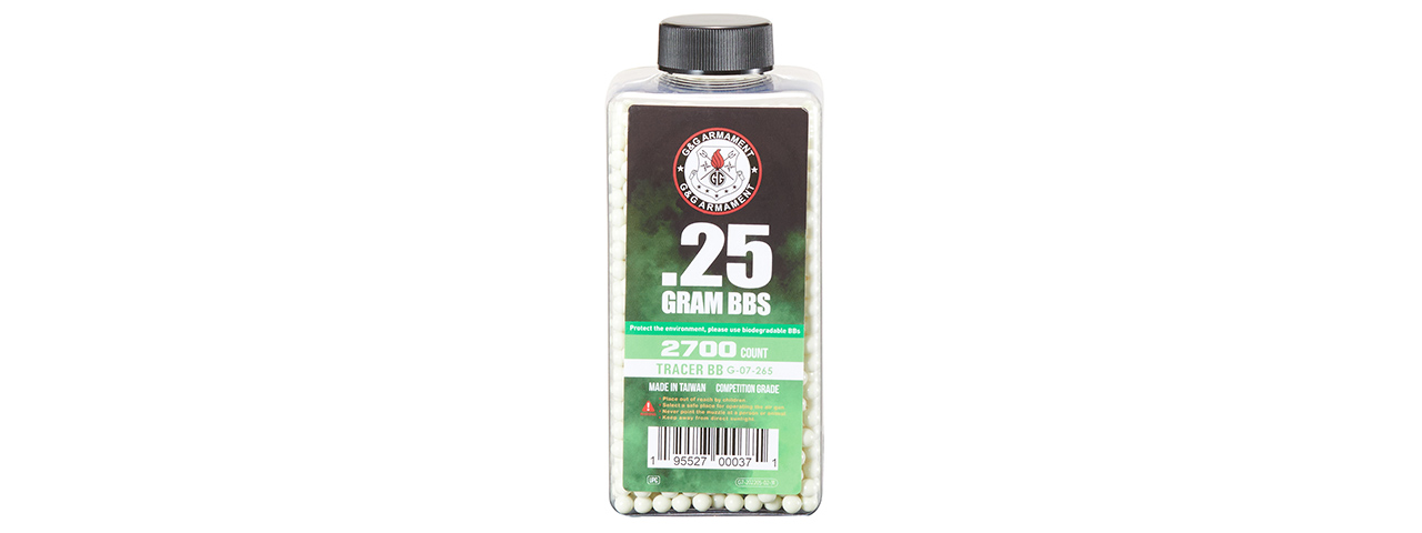 G&G 6mm Competition Grade 0.25g Airsoft Tracer BBs [2700 Round Bottle] (GREEN)