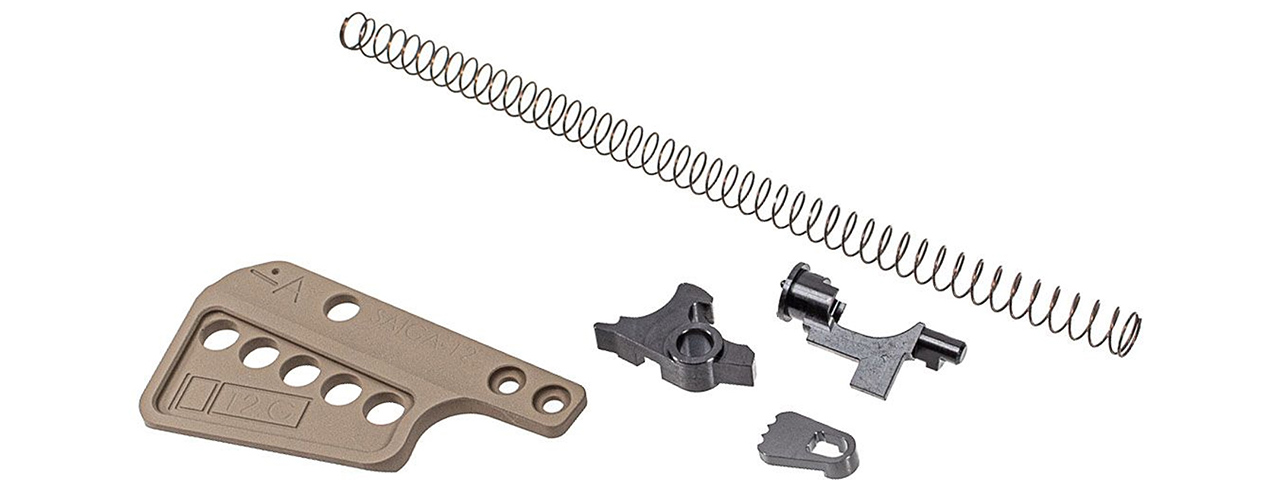 ITP Steel Trigger Group Parts For Marui TM SAIGA-12 GBB Series w/ Magwell & Spring - (FDE)