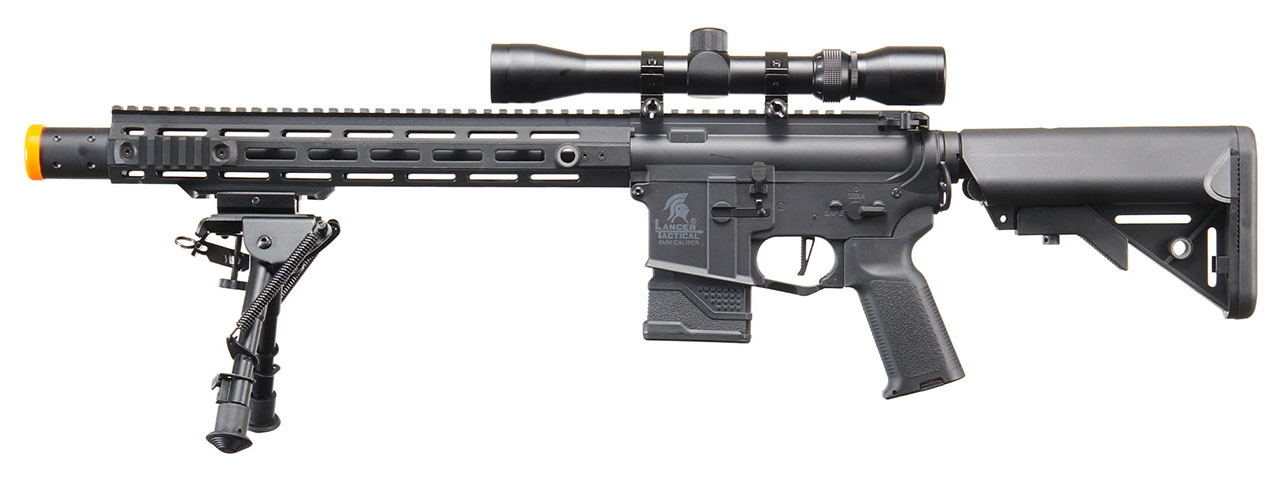 Lancer Tactical Gen 2 Hellion M-LOK 13" DMR M4 AEG Airsoft Rifle w/ Mock Suppressor - (Black)