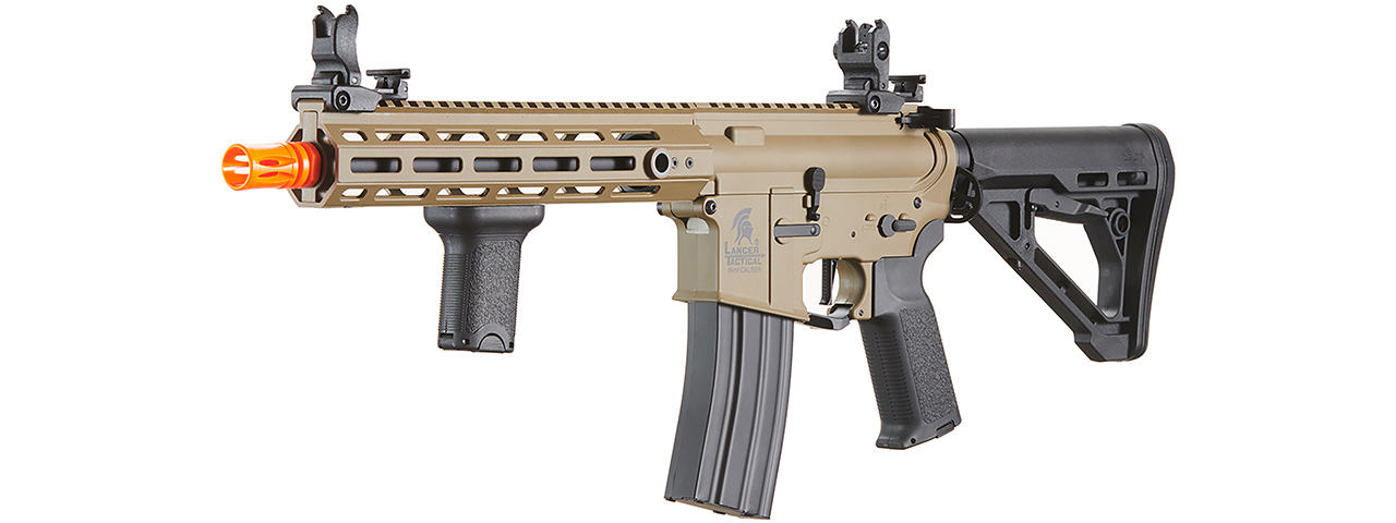 Lancer Tactical Gen 3 Hellion M-LOK 10" Airsoft M4 AEG with Delta Stock (Color: Tan)