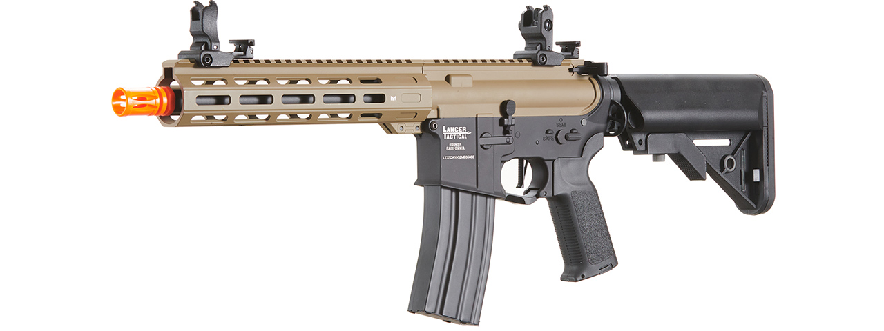 Lancer Tactical Viking 10" M-LOK Proline Series M4 Airsoft Rifle w/ Crane Stock (Color: FDE Upper Receiver & Black Lower)
