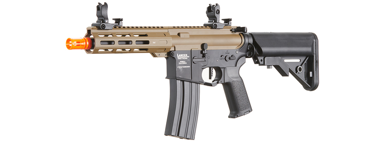 Lancer Tactical Viking 7" M-LOK Proline Series M4 Airsoft Rifle w/ Crane Stock (Color: FDE Upper Receiver & Black Lower)