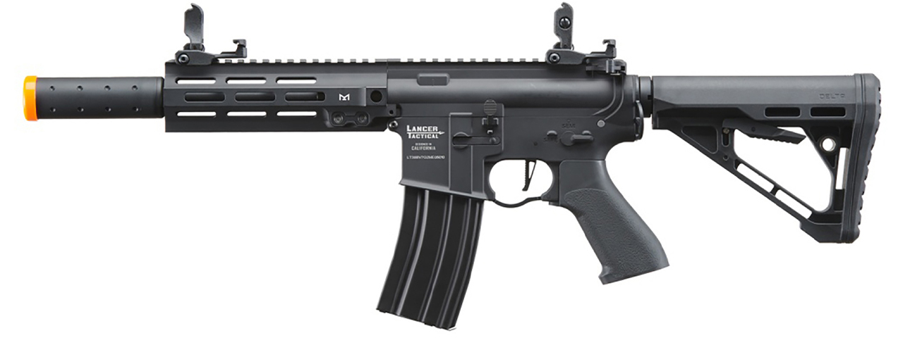 Lancer Tactical Blazer 7" M-LOK Proline Series M4 Airsoft Rifle w/ Delta Stock & Mock Suppressor (Color: Black)