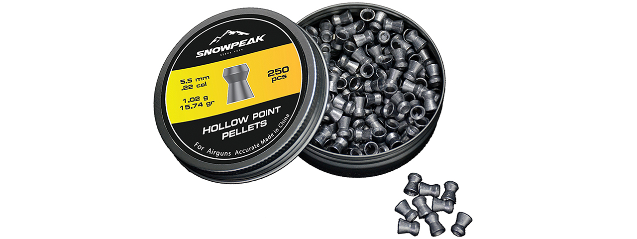 SnowPeak 250CT Hollow Point 5.5MM Caliber Air Gun Pellets (Hollow Head)