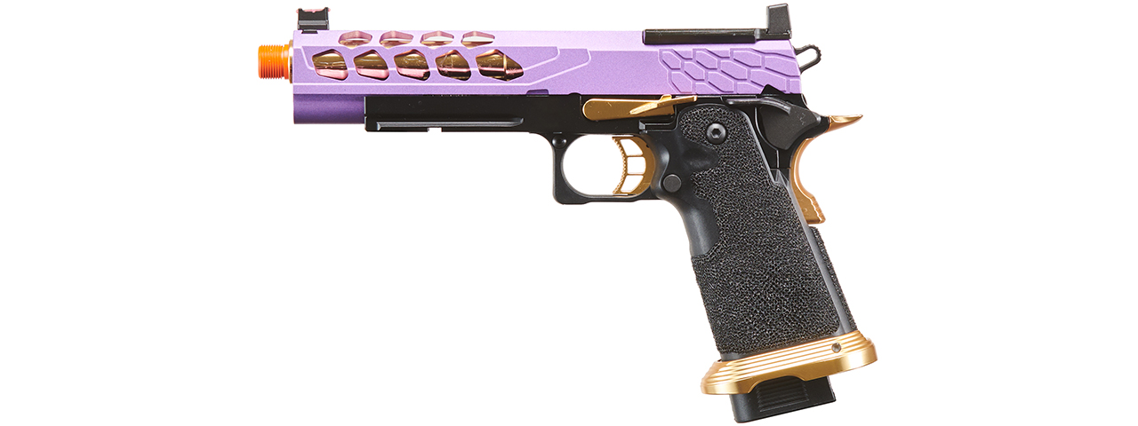 Lancer Tactical Stryk Hi-Capa 5.1 Gas Blowback Airsoft Pistol w/ Red Dot Mount (Color: Purple & Gold)
