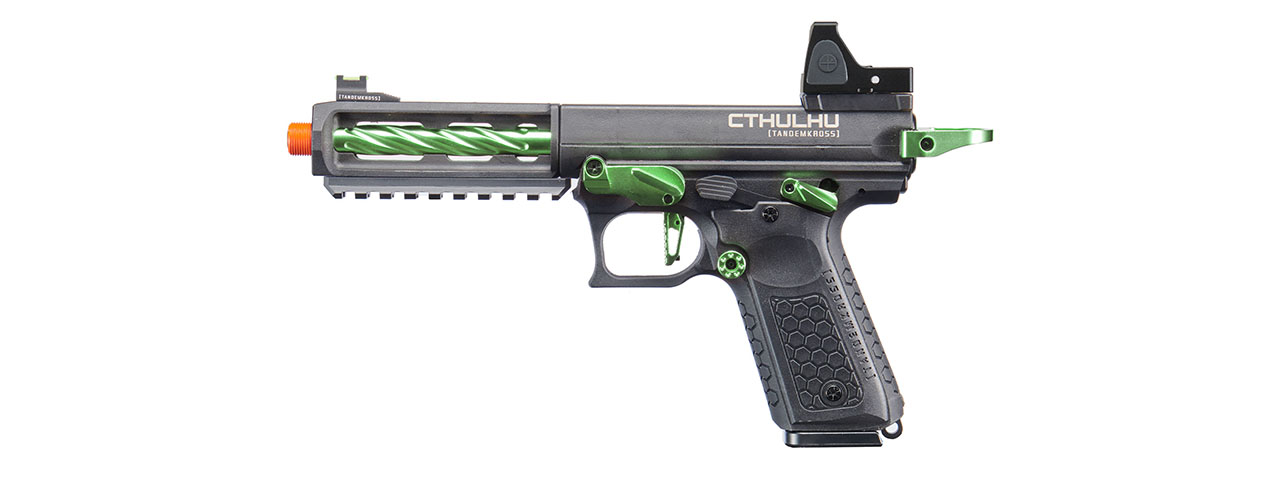 Lancer Tactical x Tandemkross CTHULHU Gas Blow Back Pistol w/ Red Dot Reflex Sight - (Black/Green)