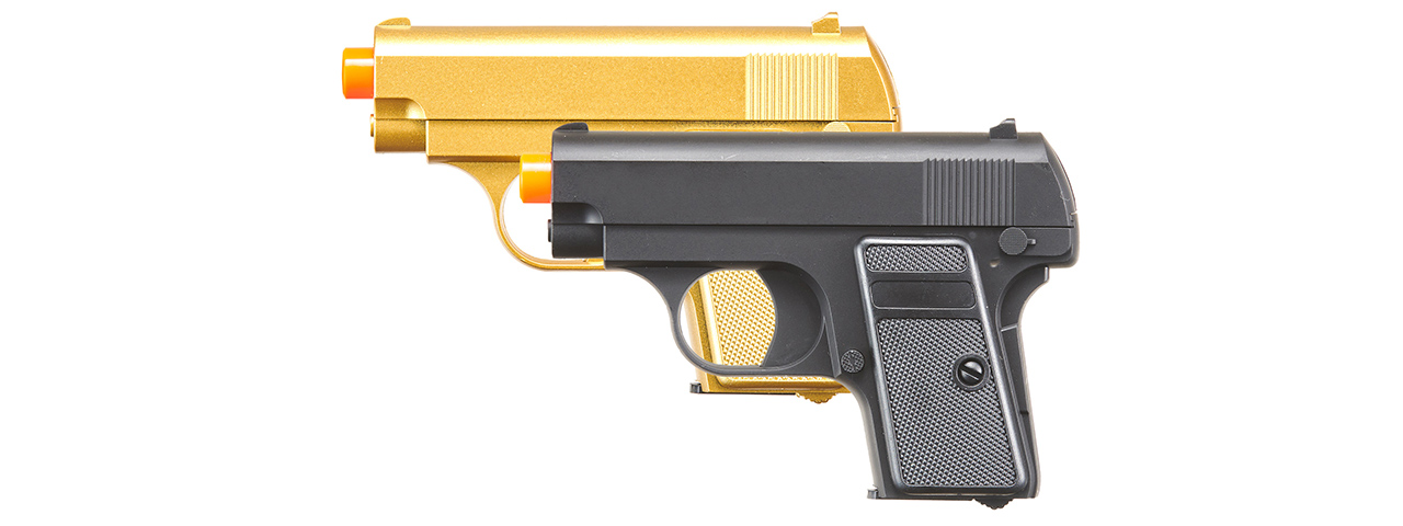 Omega Dual Spring Powered Airsoft Pistols (Color: Black & Gold)