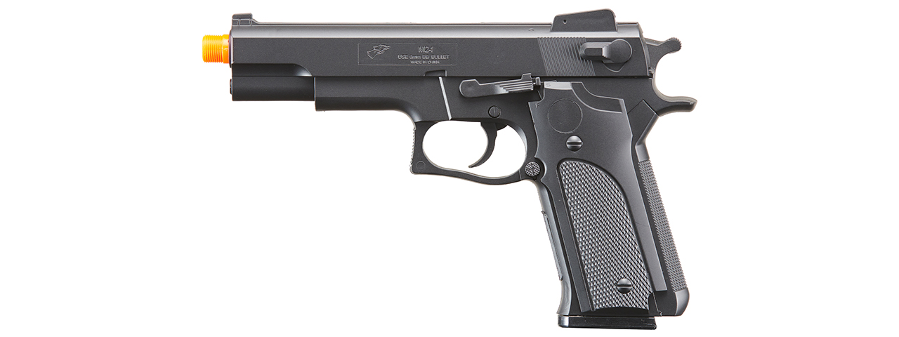 UK Arms Airsoft Full Size Spring Powered Pistol w/ Silencer - (Black)