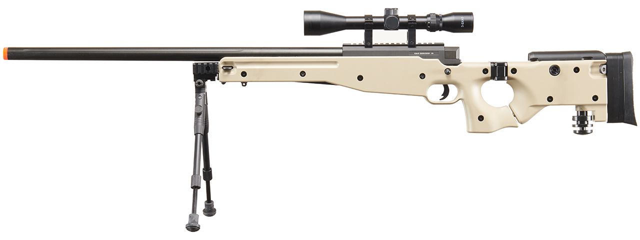 WELL MB08TAB L96 AWP BOLT ACTION RIFLE w/FOLDING STOCK BIPOD & SCOPE (COLOR: TAN)