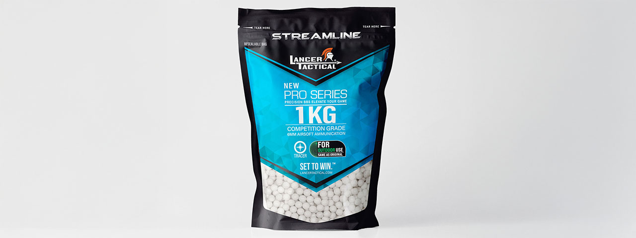 Lancer Tactical 4000 Round 0.25g Streamline Competition Grade Outdoor -Tracer BBs (Color: Green)