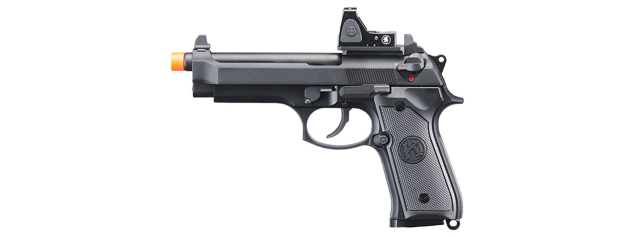 KLI KL92 Optic Ready 6mm Dual Power CO2 Gas Blowback Airsoft Pistol Red Dot Combo - (Black)