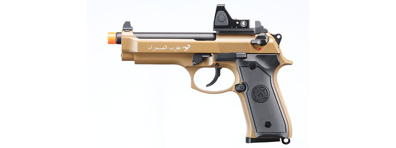 KLI KL-92 SAHARA Limited Edition 6mm Dual Power CO2/Gas Blowback Airsoft Pistol Red Dot Combo - (Tan)