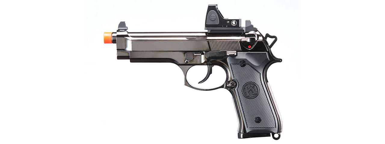 KLI KL-92 Fusion Optic Ready 6mm Dual Power CO2/Gas Blowback Airsoft Pistol Red Dot Combo - (Black/Gun Metal)