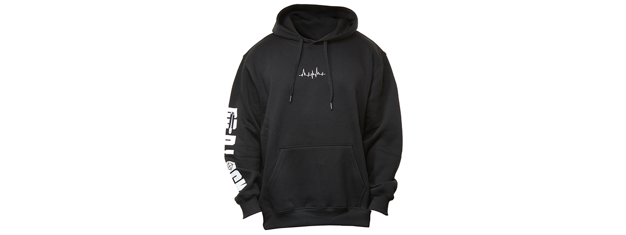Dr. Black Heartbeat Pullover Hoodie - (Black/Large)