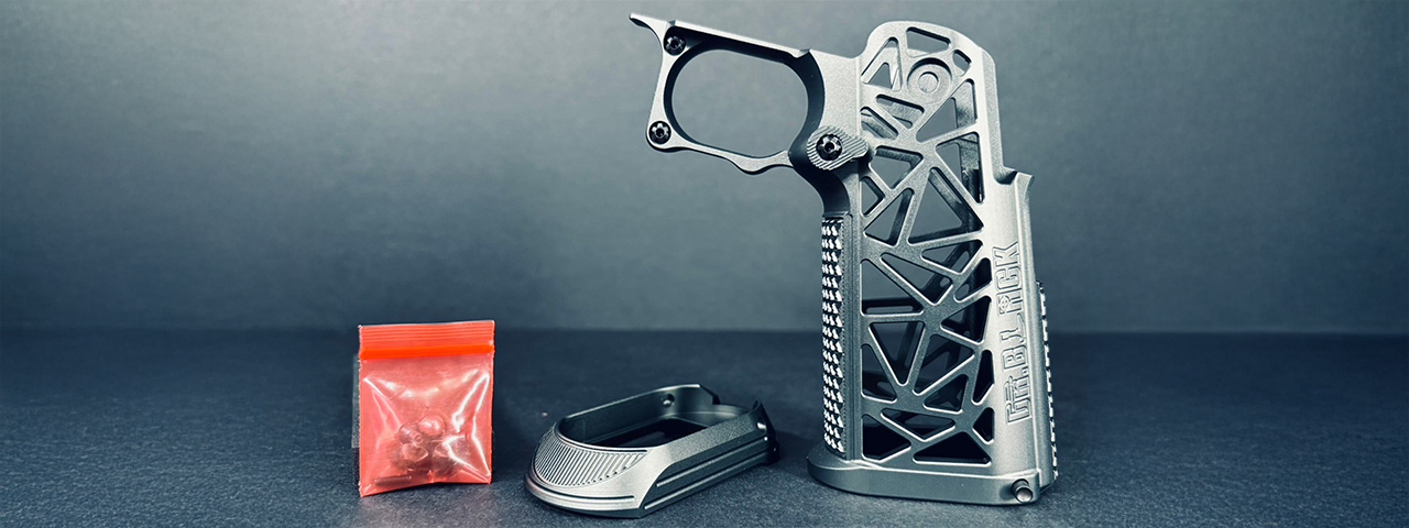 Dr. Black CNC Aluminum Type A Grip for Tokyo Marui Hi-Capa GBB Airsoft Pistols - (Gray)