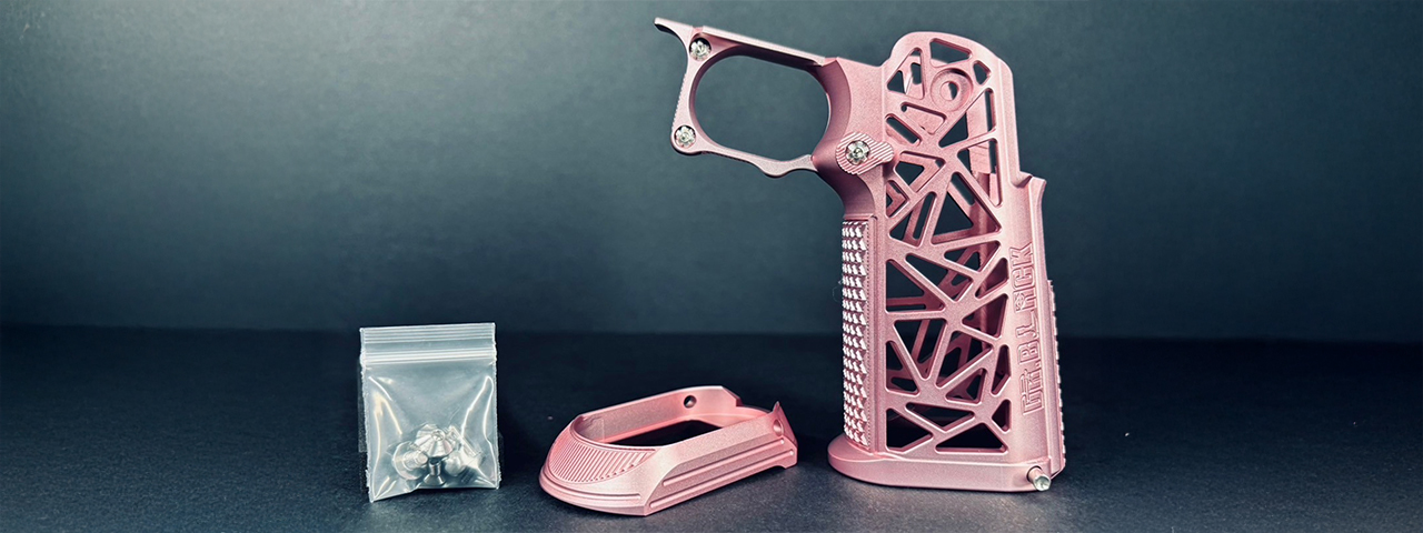 Dr. Black CNC Aluminum Type A Grip for Tokyo Marui Hi-Capa GBB Airsoft Pistols - (Pink)