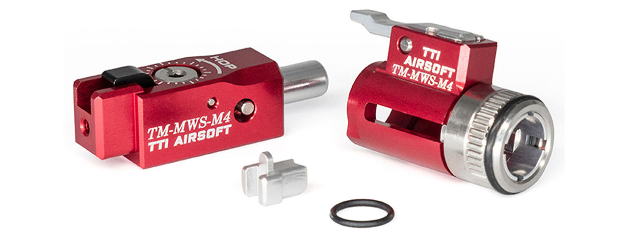 TTI One-Piece Full CNC 7075 TDC Hop-Up Chamber and Adjuster Set for Tokyo Marui MWS M4 GBB Rifles - (Red) TTI One-Piece Full CNC 7075 TDC Hop-Up Chamber and Adjuster Set for Tokyo Marui MWS M4 GBB Rifles - (Red)