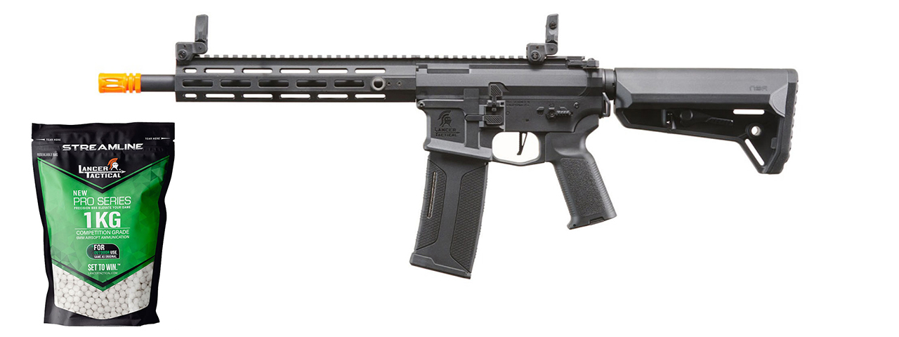 Lancer Tactical Gen 2 Hellion M-LOK 10" M4 AEG w/ Ambidextrous NSR Receiver & NSR Stock - (Black) - Gen 2 Starter Bundle