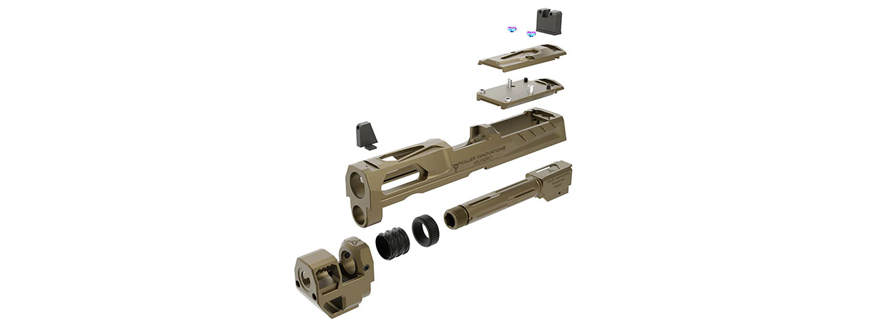 PTS Killer Innovations Velocity V1 Slide and Barrel Conversion Kit for SIG AIR P320 M18 & X Carry GBB Pistols - (Dark Earth) PTS Killer Innovations Velocity V1 Slide and Barrel Conversion Kit for SIG AIR P320 M18 & X Carry GBB Pistols - (Dark Earth)